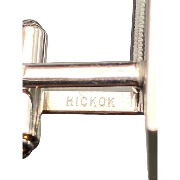 Vintage Hickock silver tone square cuff links with inner square pattern - Picture 7 of 8